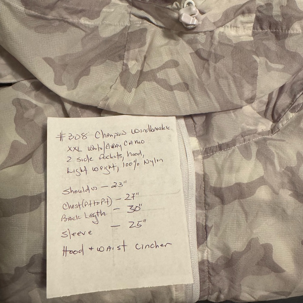 #308: Champion White Camo Windbreaker